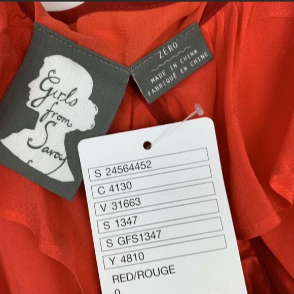 Anthropologie Red Silk Dress Sz 0 - Picture 6 of 7